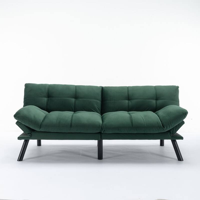 70.87" Futon Sofa Bed, Foam Foldable Couch Convertible Loveseat Sleeper Daybed with Adjustable Armrests for Small Space