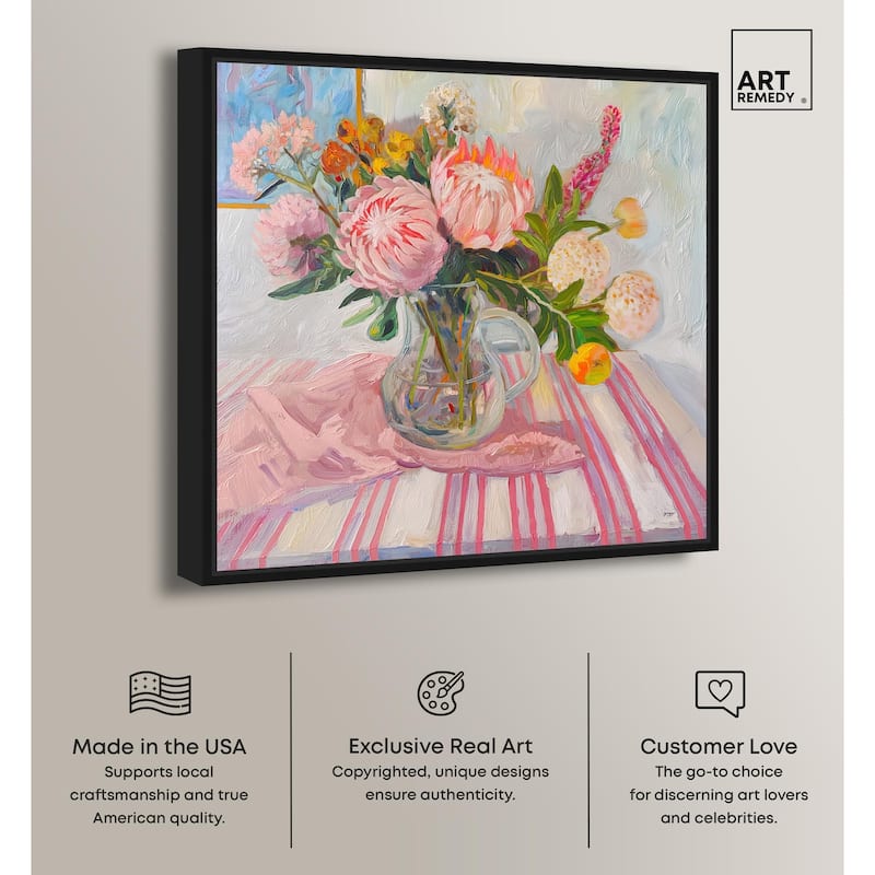 Pink Protea Pitcher Canvas by Art Remedy