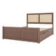 preview thumbnail 8 of 16, Queen Size Solid Pine Wood Platform Kids Bed Frame with 4-Drawers and Rattan Headboard for Bedroom, Easy to Assemble, Espresso
