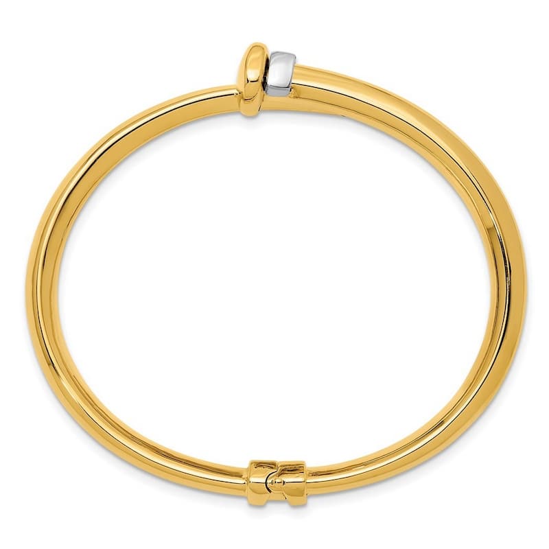 Curata Solid 18k Two-tone Gold Italian 7" Bypass Hinged Bangle Bracelet