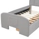 preview thumbnail 35 of 45, Roomfitters Twin/Full Size Velvet Platform Bed with Rabbit-Shaped Headboard, Drawers, Bed-End Storage Pocket