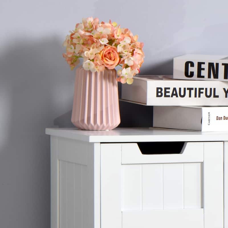 White Bathroom Storage Cabinet, Floor Cabinet with Adjustable Shelf and Drawers
