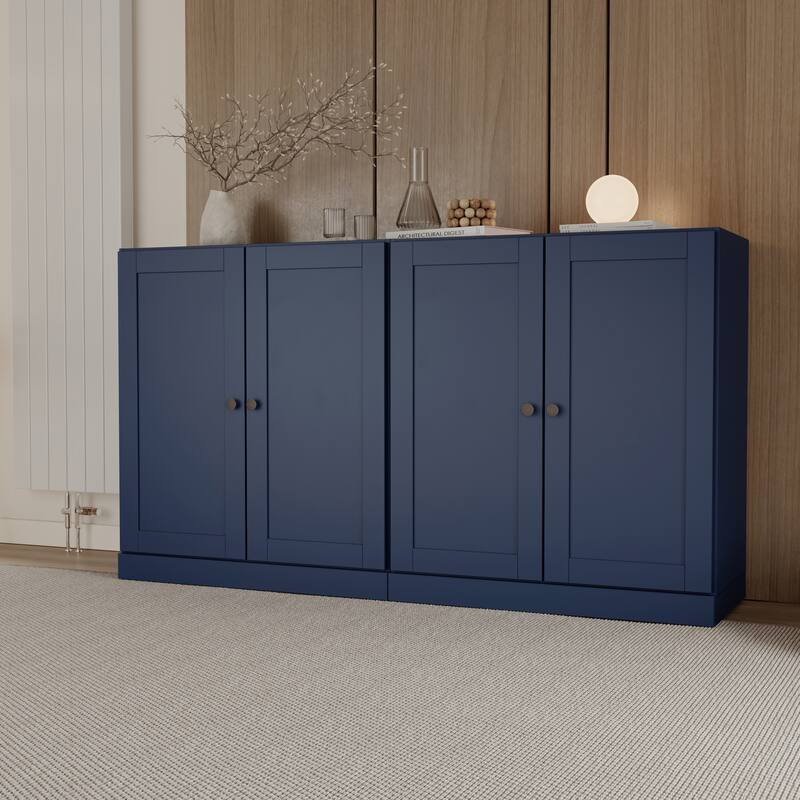 Palace Imports 100% Solid Wood 64" Sideboard with Raised Panel Doors & Adjustable Shelves - Navy