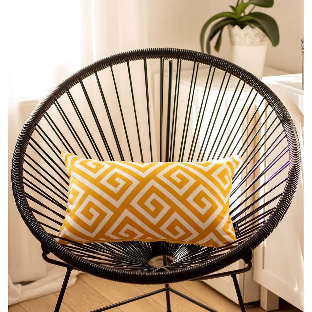 Yellow Greek Key Pattern Lumbar Throw Pillow