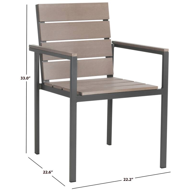 SAFAVIEH Outdoor Kennedi Chair - Taupe (Set of 2) - 23Wx22Dx33H