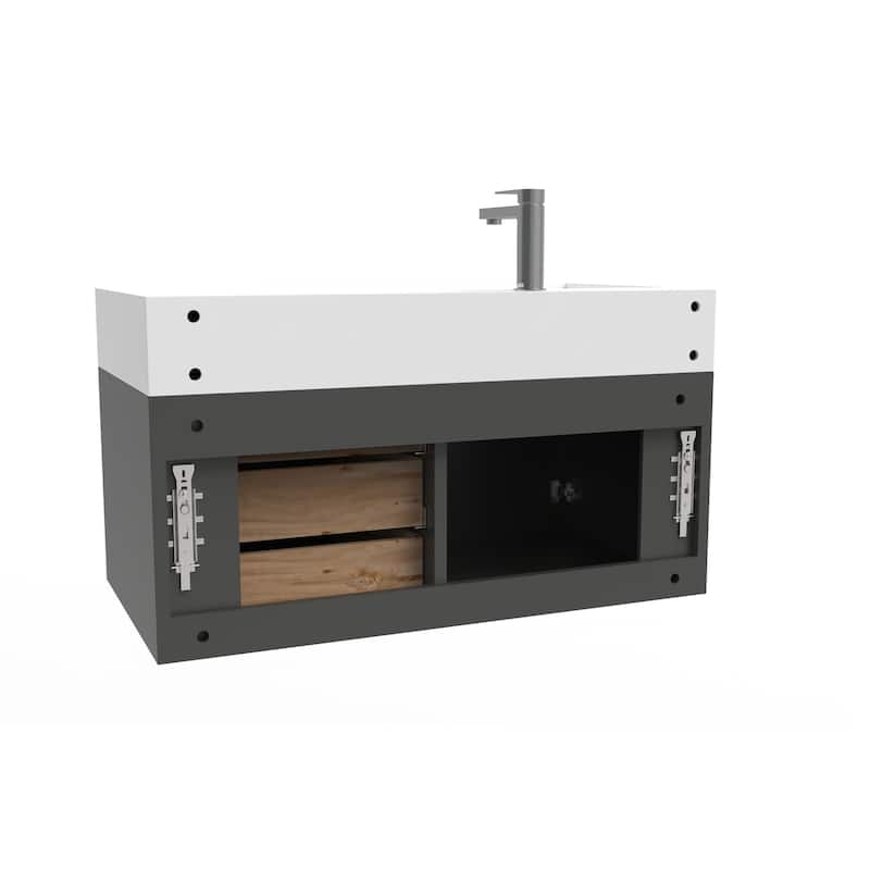 Amazon 36" Wall Mounted Bathroom Vanity Set w/ White Top