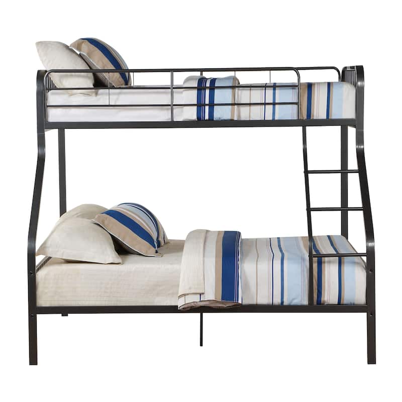 Twin XL over Queen Metal Bunk Bed with Built-in Ladder and 22-Slat Support System