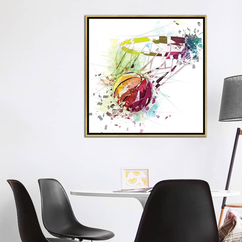 iCanvas "Basketball And Net" by Katia Skye Framed Canvas Print
