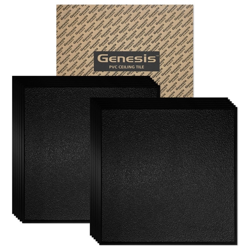 Genesis Stucco Pro Revealed Edge Black 2 x 2 ft. Lay-in Ceiling Tiles