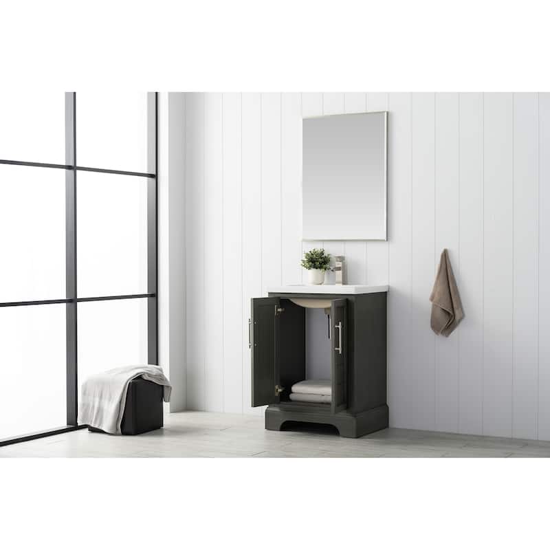 Vanity Art 24" Single Sink Bathroom Vanity with Ceramic Sink & Top