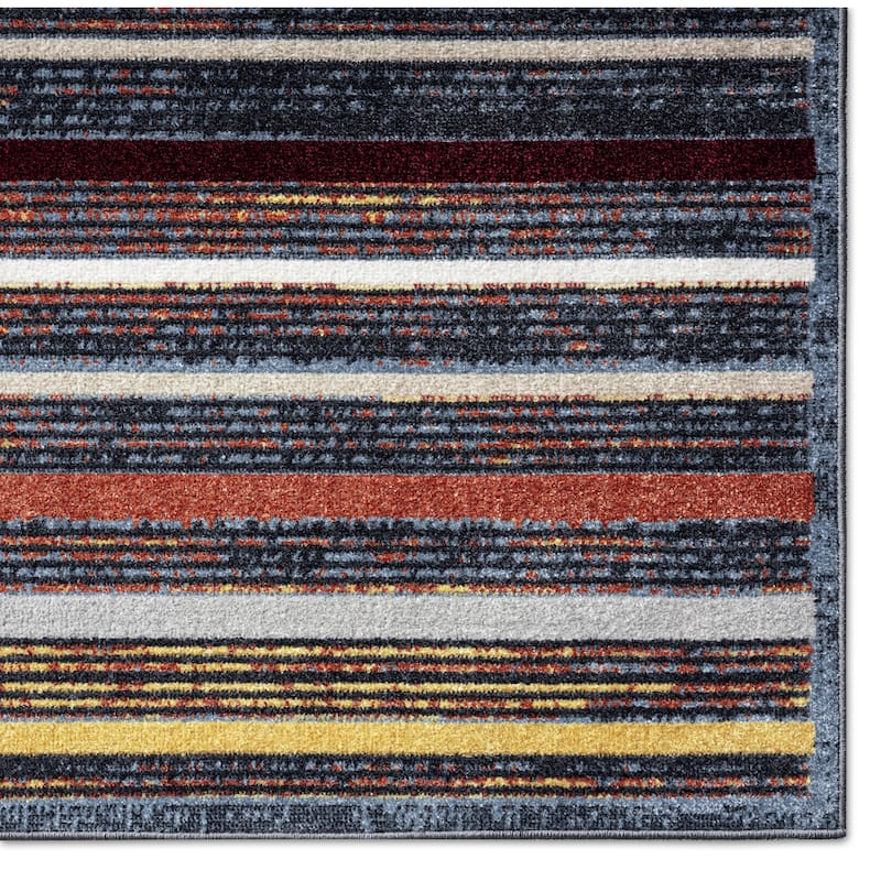 Everwash Treasure Striped Modern Machine Washable Area Rug