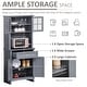 preview thumbnail 21 of 23, HOMCOM Kitchen Buffet Hutch Wooden Storage Cupboard with Framed Glass Door, Drawer and Microwave Space - 27"x15.75"x64.5"