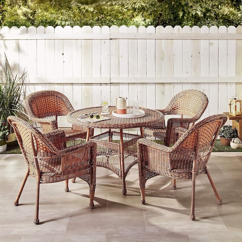 Outdoor Dining Set 5 Piece Patio Table & Chairs Comfort Classic Design