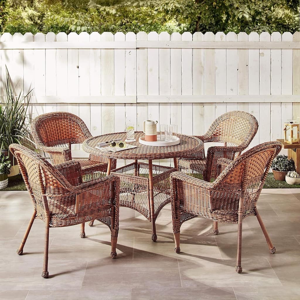 Outdoor Dining Set 5 Piece Patio Table & Chairs Comfort Classic Design