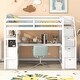 preview thumbnail 1 of 14, Twin Size Loft Bed with Desk, Drawers, and Storage Staircase, White