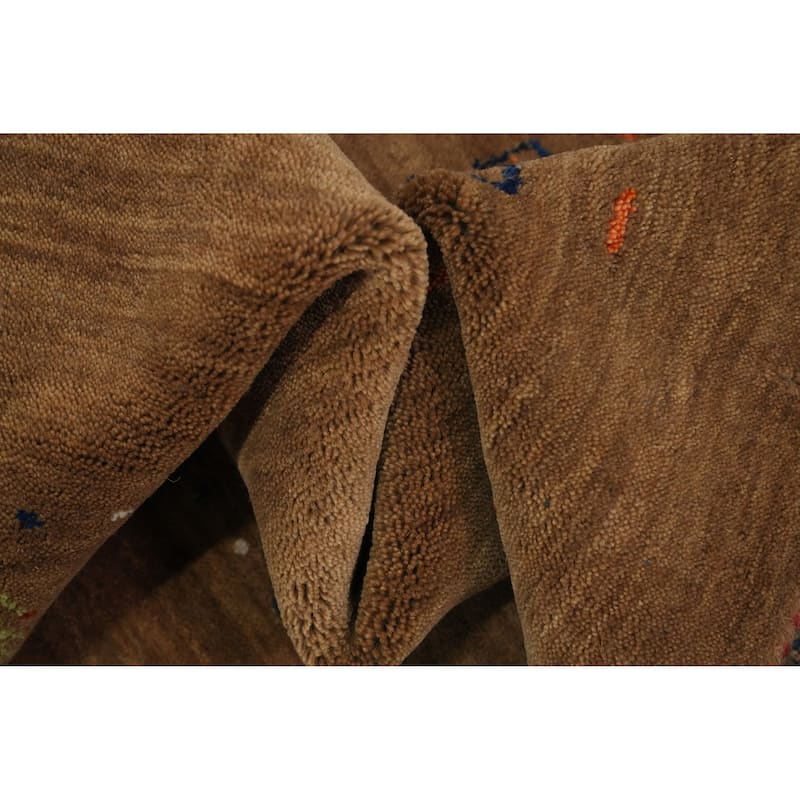 Hand Knotted Oriental 100% Wool Carpet Tribal Animal Pictorial Brown Gabbeh Area Rug - 8' 1'' X 4' 1''