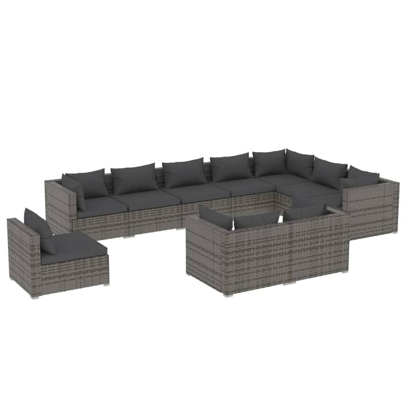 vidaXL Patio Lounge Set Outdoor Sectional Sofa Set Table Garden Poly Rattan - 27.6" x 27.6" x 23.8"