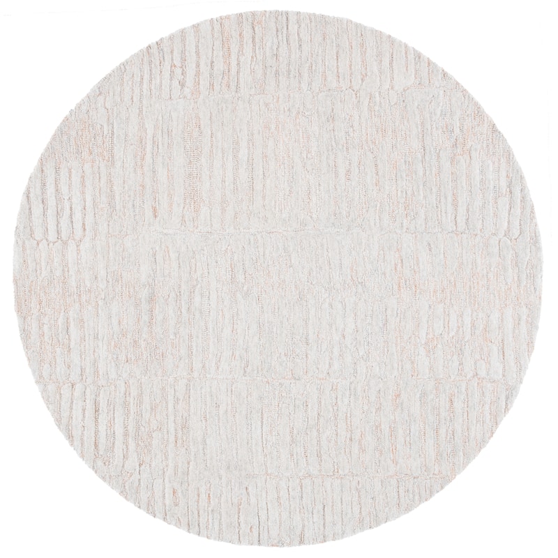 SAFAVIEH Handmade Ebony Venja Wool Rug - 6' Round - Rust/Grey
