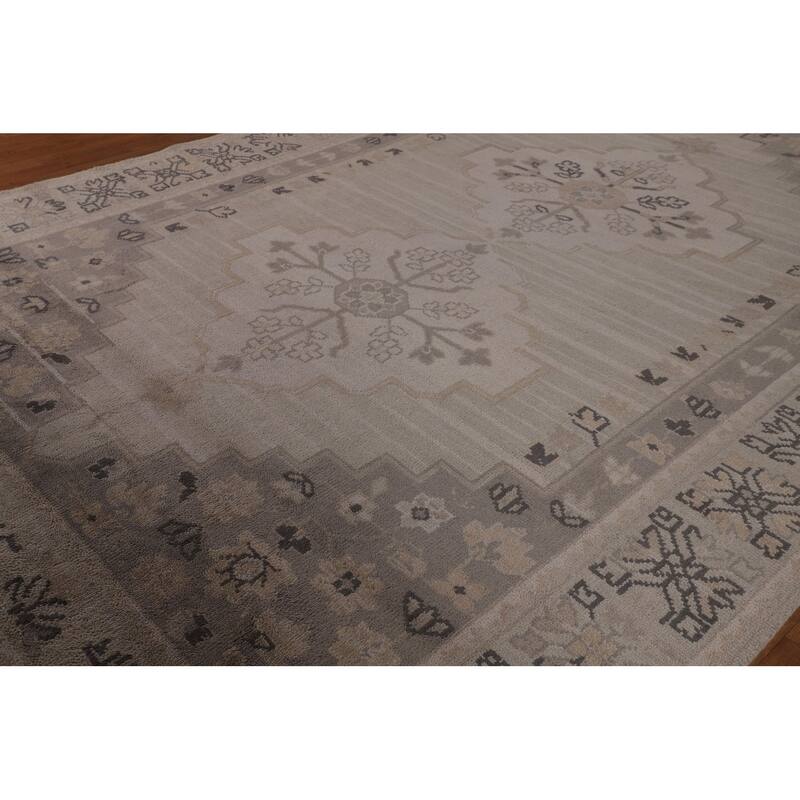 Heriz Serapi Indian Area Rug Handmade Beige Wool Carpet - 8'9" x 11'10"