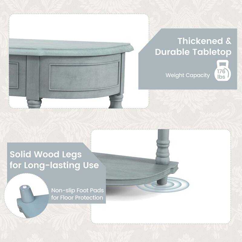 Costway 52'' Long Sofa Table with 2 Drawers & Open Shelf Retro Console - See Details