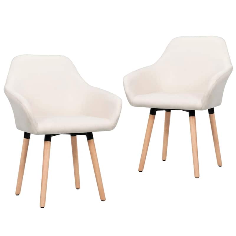 vidaXL Dining Chair Accent Upholstered Arm Chair with Solid Wood Legs Fabric - 24.4" x 21.3" x 32.9"