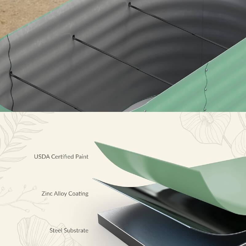 8x4x1.5ft 2Pcs Galvanized Raised Garden Bed Planter Boxes Outdoor, Green for Vegetables, Fruits, Flowers, Herbs - N/A