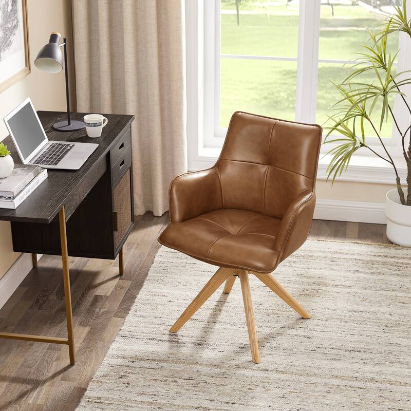 Art Leon Genuine Leather Home Office Swivel Chair