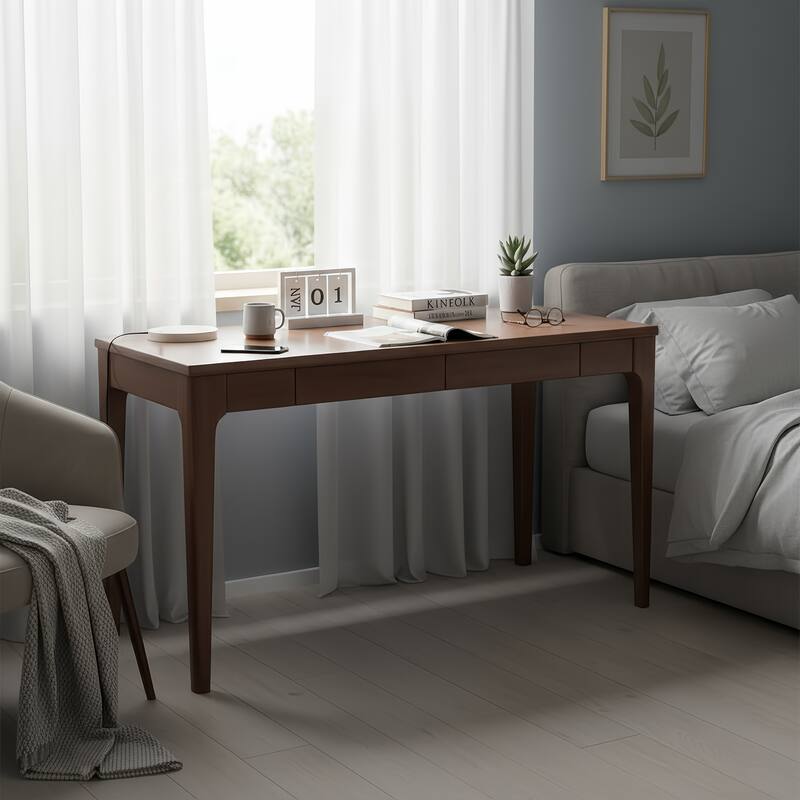 Solid Wood Desk with Drawers, Standing Desk with Smooth Edges, Home Office Desk for Small Spaces (47.24"*21.65"*29.53")