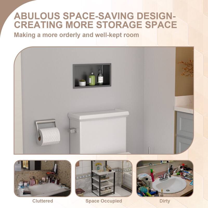 Black Stainless Steel 12'' x 6'' Bath Shower Niche Bathroom Storage