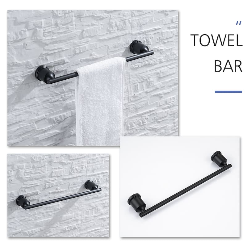Rbrohant 4-Pieces Bathroom Accessorie Set Matte Black Stainless Steel - Black