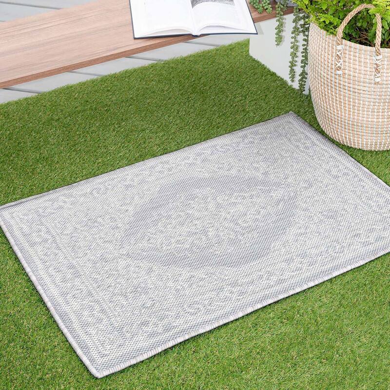 Exo Coastal Oriental Indoor/Outdoor Area Rug - 2' x 3' - Gray/Cream