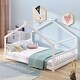 preview thumbnail 28 of 43, Modern Style House Bed Wood Bed, Fun and Adorable Space, Suitable for Kids Full White