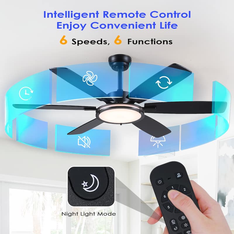 46" and 52" Indoor Ceiling Fan with Light Quiet Modern Ceiling Fan Remote and APP Conrol