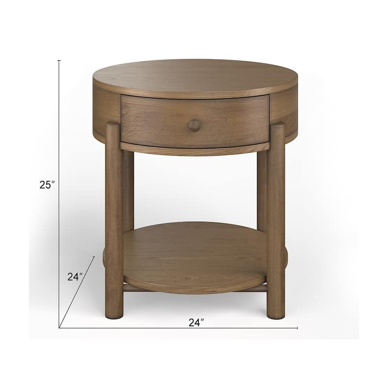 Magnussen Home Hadleigh Brown Honey Round End Table - 24''W x 24''D x 25''H