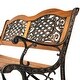 preview thumbnail 2 of 5, Sunnydaze 2-Person Ivy Crossweave Outdoor Cast Iron Wood Garden Patio Bench -49"