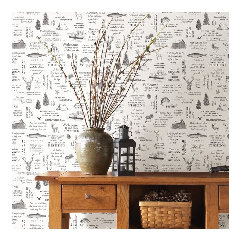 Chesapeake North Hills Black Camping Quotes Wallpaper - 20.5 x 396 x 0.025