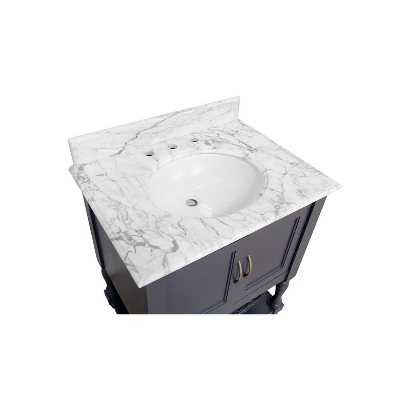 KitchenBathCollection Beverly 30" BathroomVanity w/ Carrara Marble Top