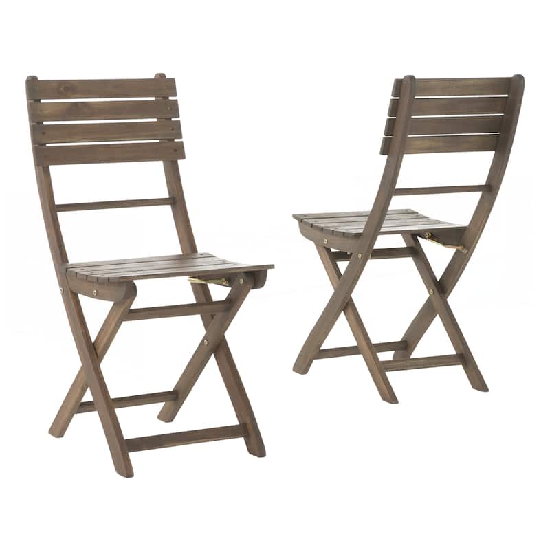 Outdoor 3pc Half-Round Folding Acacia Wood Bistro Set
