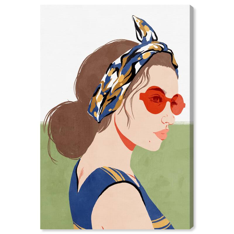 Wynwood Studio Fashion and Glam Sunshine Gal Blue and Modern & Contemporary Wall Art Canvas Print