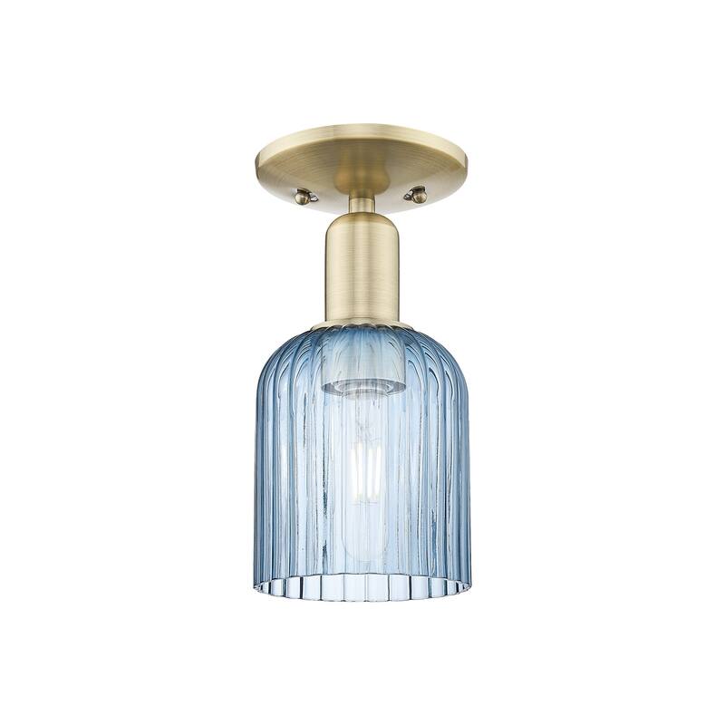 Innovations Lighting 716-1C-11-5 Bridal Veil Semi-Flush Bridal Veil 5" - Antique Brass / Blue