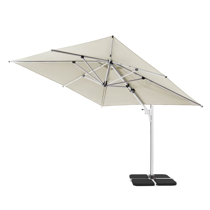 10 x 13 ft Aluminum Crank-lift Cantilever Patio Umbrella - White