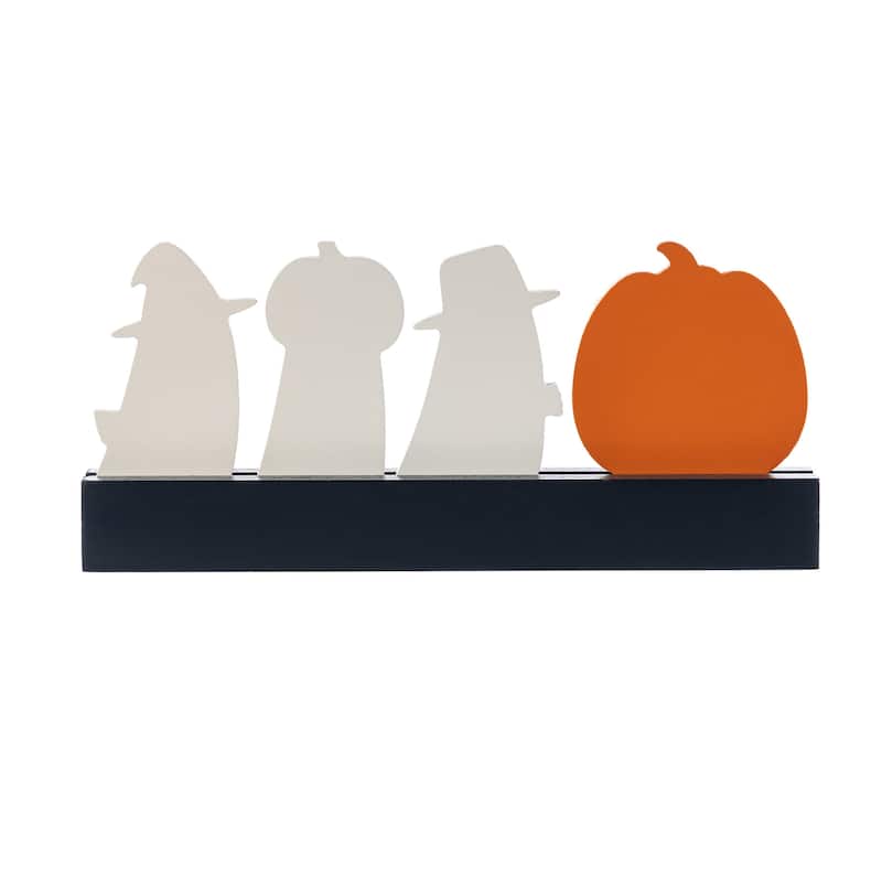 Glitzhome 12"L Halloween Wooden TRICK OR TREAT Pumpkin & Ghosts Table Decor