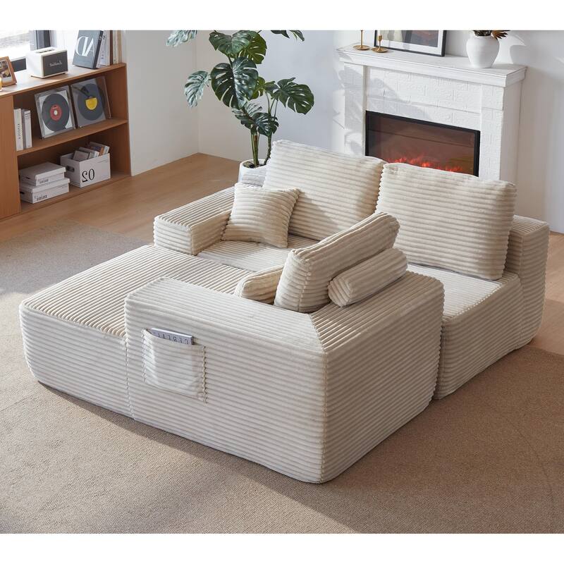 104" Cloud Sectional Sofa with L-Shape Chaise and Side Pockets, Modern Modular Design, Deep Seating, Upholstered Couch