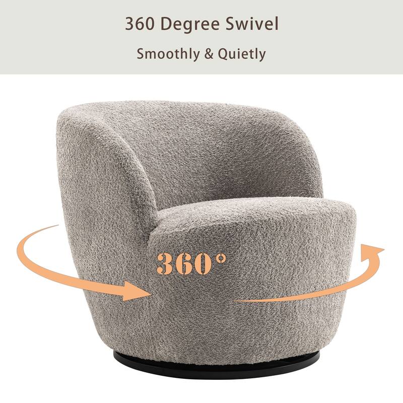 Swivel Accent Chair, Furry Round Barrel Chair