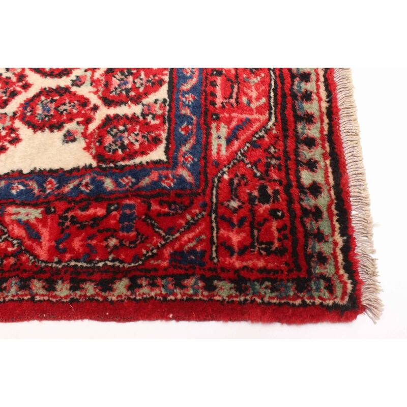 ECARPETGALLERY Hand-knotted Anadol Cream, Red Wool Rug - 3'3 x 4'10