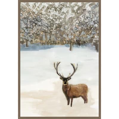Grand Elk II by Stellar Design Studio (23 x 33 in.), Framed Canvas Wall Art Print - Sylvie Dark Gold