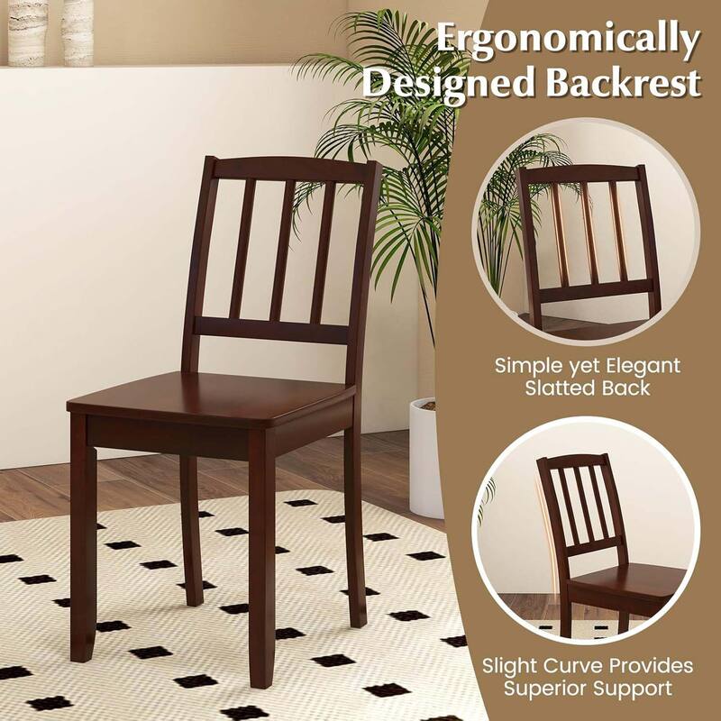2-Pack Armless Side Kitchen Chairs w/ Curved Backrest