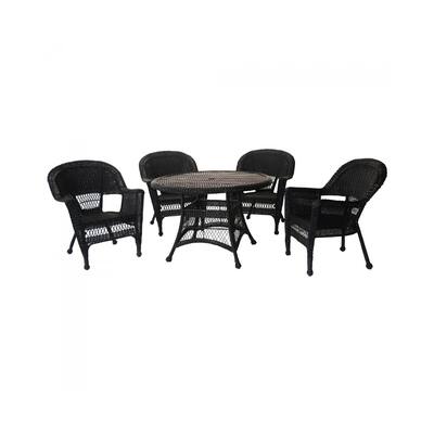 Outdoor Dining Set 5 Piece Patio Furniture Resin Wicker Table & Chairs