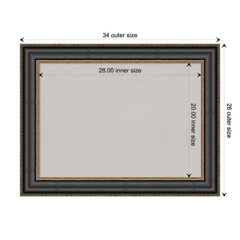 Thomas Black Bronze Framed Grey Corkboard Bulletin Board - Board Size 28x20