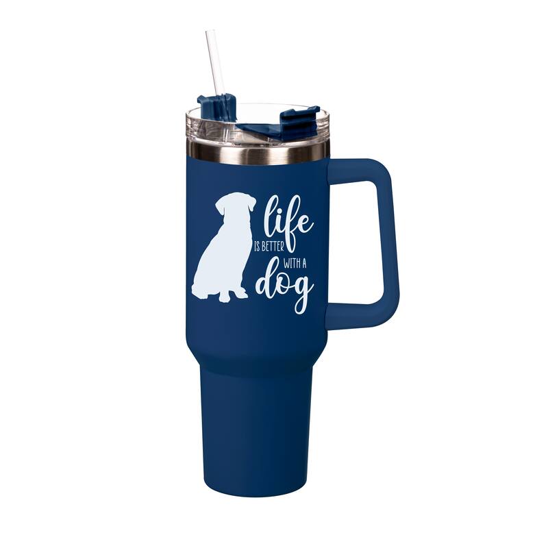 Life Is Better With A Dog Canyon Cup, Double Wall Stainless Steel w/ Straw, 40oz, Gift Box - 40oz
